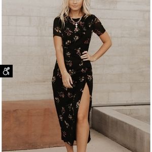 NEW BOHME *Floral Black Midi dress *RETIRED*